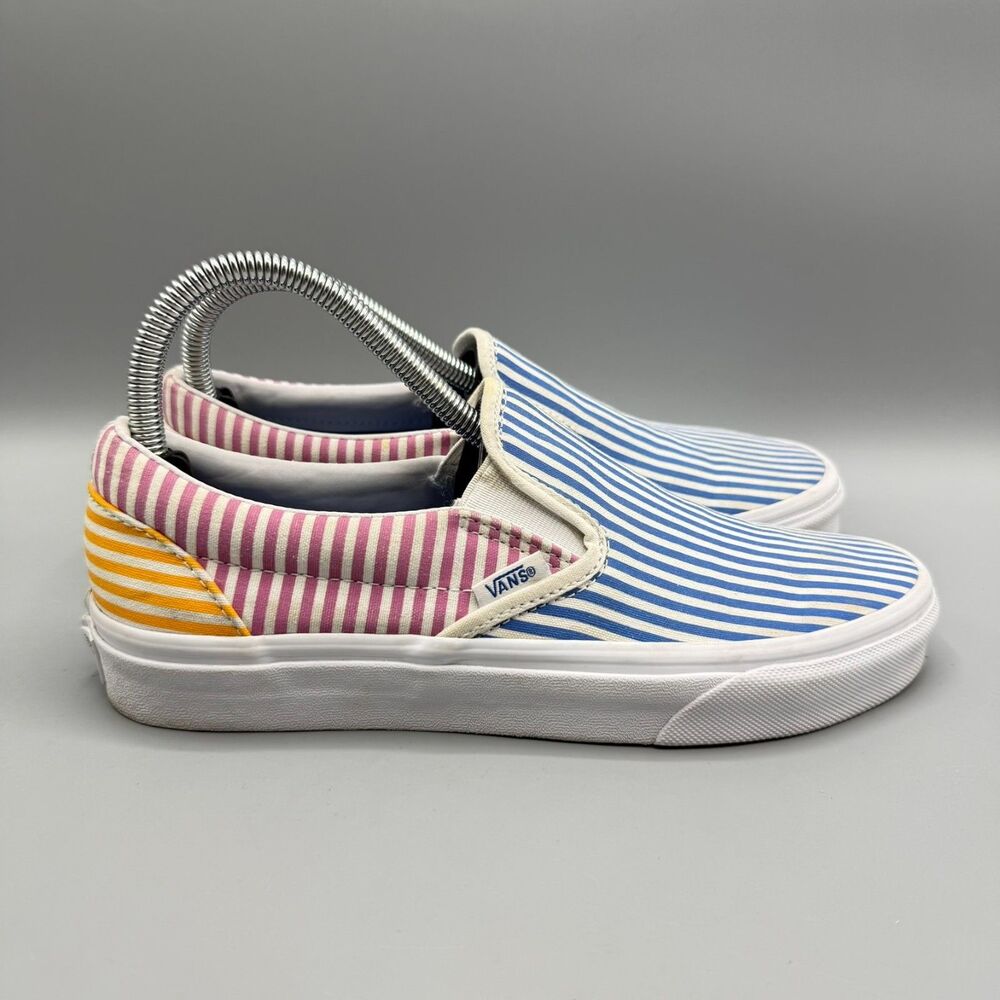 Vans Classic Slip-On Deck Club Mix Stripes Skateboarding sneakers women's Size 8
